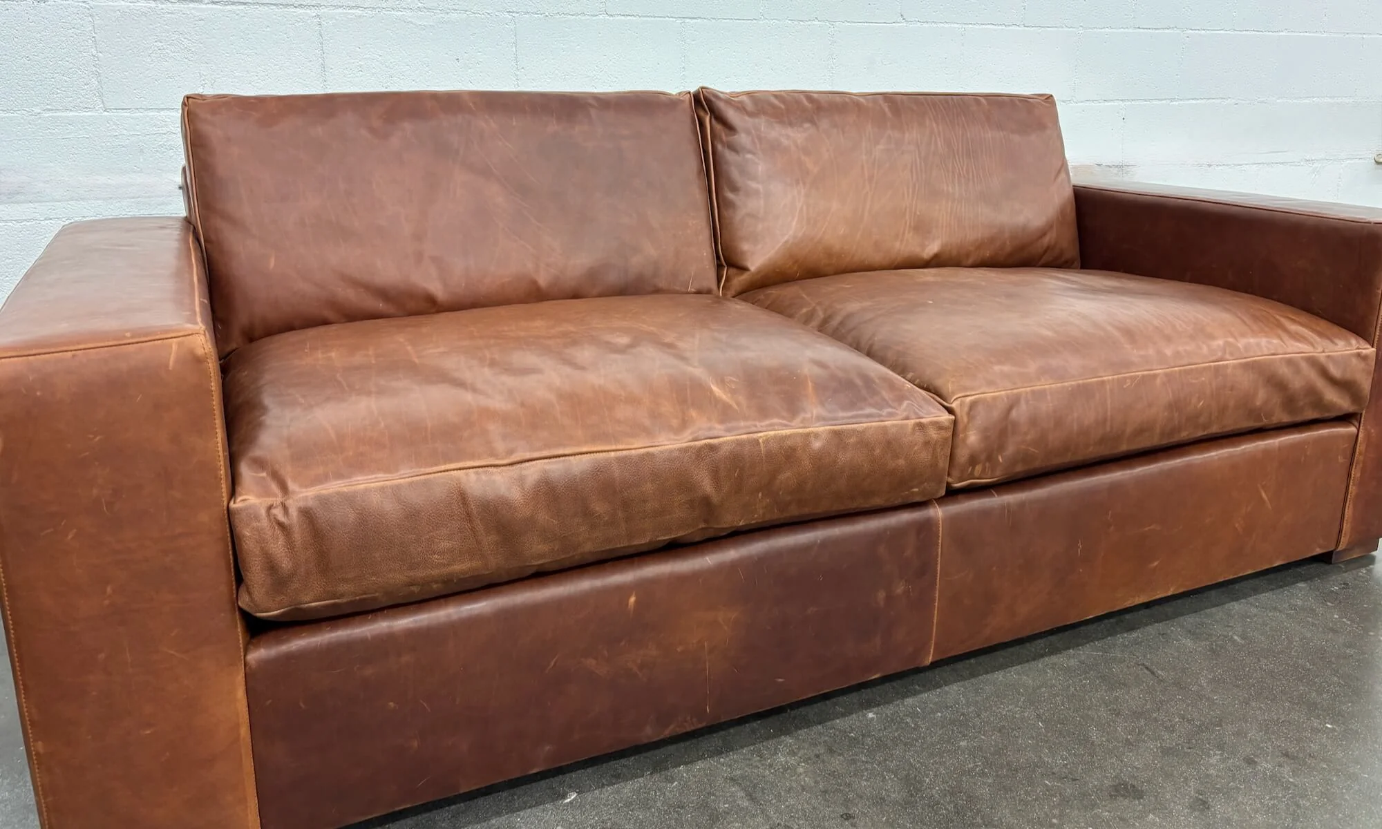 Rio Plush Sofa and Matching Ottoman with Natural Latex Cushions and Leather - Image 6